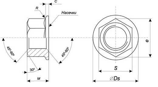 Гайка з фланцем, DIN 6923, М6