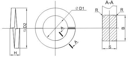 Шайба пружинна (гровер), DIN 127,  М20