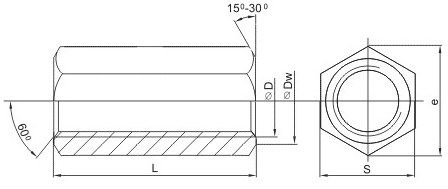 Гайка подовжена, DIN 6334, М16