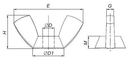 Гайка баранцева, DIN 315, М4