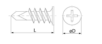 Дюбель DRIVA для гіпсокартону зі свердлом, ДРН-С 23, (15*23)