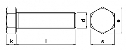 Болт із шестигранною головкою, DIN 933 (5.8 кл. м.) М5х30 мм