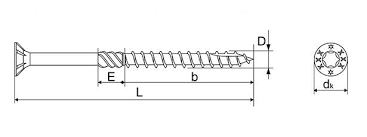 Шуруп конструкційний з потайною головкою, жовтий цинк  6*180 (100 шт/уп)
