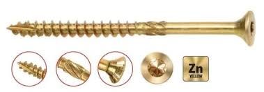 Шуруп конструкційний з потайною головкою, жовтий цинк  6*180 (100 шт/уп)