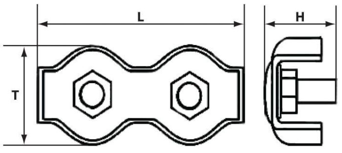 Затискач для троса подвійний "DUPLEX", DIN 8284,  Ø 5,0 мм